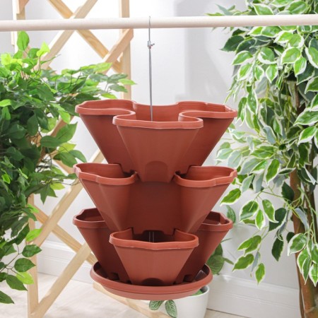 Kashpo multi -tiered “cascade”, 3 pcs, 12 l (section 4 l), terracotta color-1
