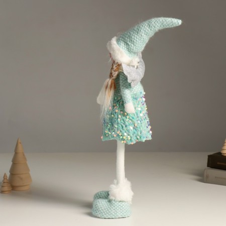 Interior doll "Angel in a turquoise outfit with sequins, silver wings" 49 cm-3