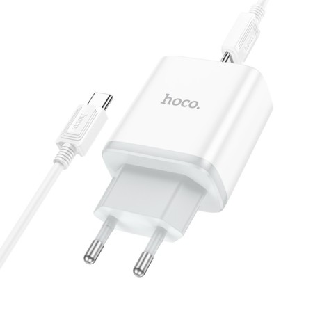 Network charger Hoco C104A, 1 Type-C, Type-C cable-Type-C, 1 m, white-2