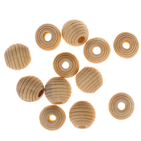 Beads wooden hive 12x13 mm (set 12 pcs) without coating-1