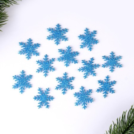 New Year's set for decor "Snowflakes" 12 pcs., Blue color