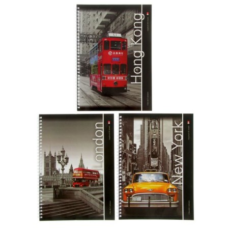 A4 notebook, 80 sheets in a cage on the crest of the "City", covered Cardboard, glossy lamination, mix