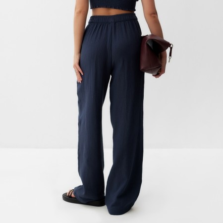 Women's trousers, free cut MIST MUSLIN size XS, col. grey-3