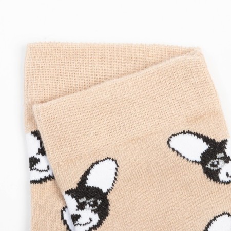 Children's socks, beige color/Dog print, size 18-2
