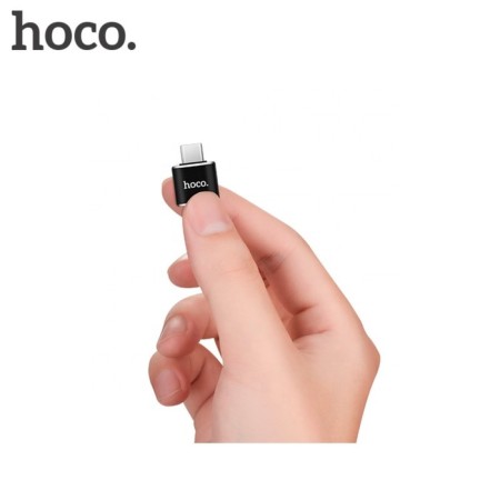 Adapter Hoco UA5, Type -C - USB, OTG support, metal, black-2