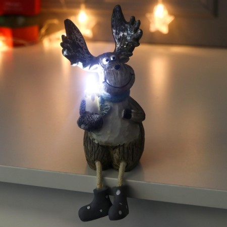 Souvenir Polystone Light "Losik with silver horns with a candle" MIX 15.5x7x8.7 cm-5