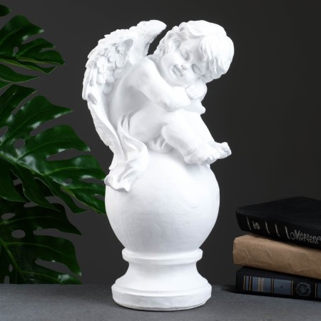 Figure "Angel Sleeping on the Ball" White 15x19x40cm