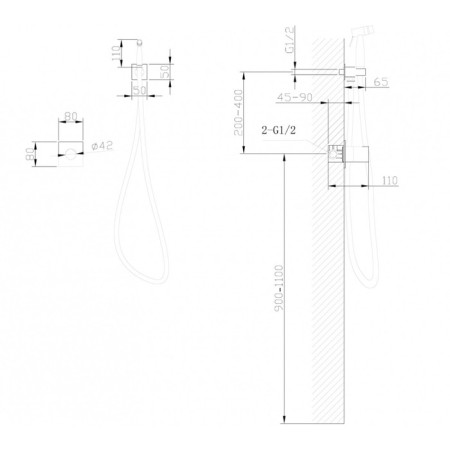 ABBER RUND AF8725 bideter, with hygienic shower, brass, chrome-3