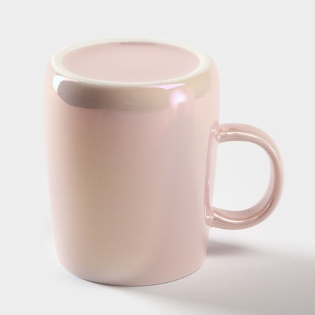 Ceramic mug with a spoon "Tree", 380 ml, pink color-2