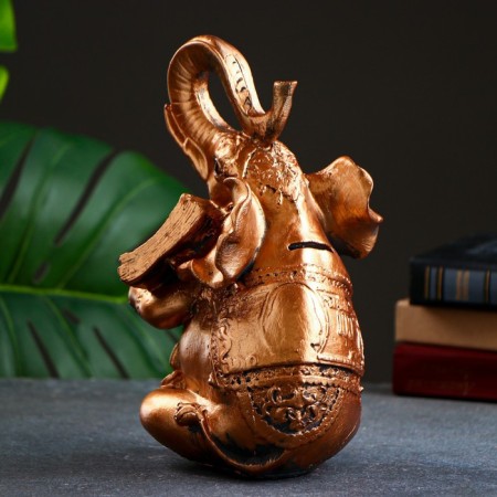 Pigger "Elephant with Money" Bronze, 14x14x24cm-2