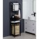 Rabberry with a basket for linen and crossbars, 2 tier, black color, 38x35x160 cm