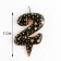 Candle in the Sanata cake, number "2", black with gold stars, 5.5 cm