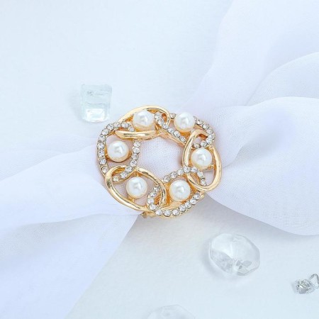 Clip for a scarf "links" with a pearl, white color in gold