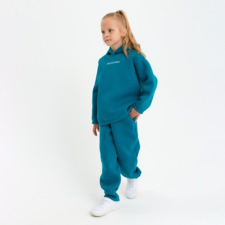 Kids (hoodies, trousers) minku: Basic Line Kids, Oversize, Emerald Color, Height 128-4