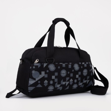 Sports bag with lightning, external pocket, suitcase holder, black color