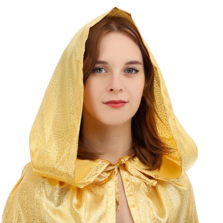 Carnival cloak adult, satin, color gold with curl length 120cm-1