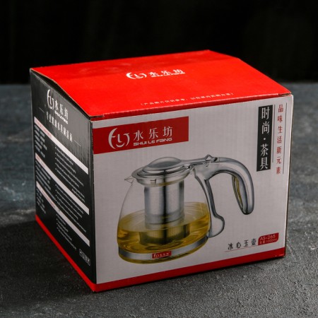 Glass teapot "Steel", 1 l, with a metal sieve-2