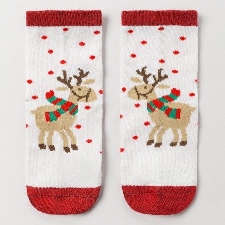 Children's socks "New Year's deer", white color, size 18-20