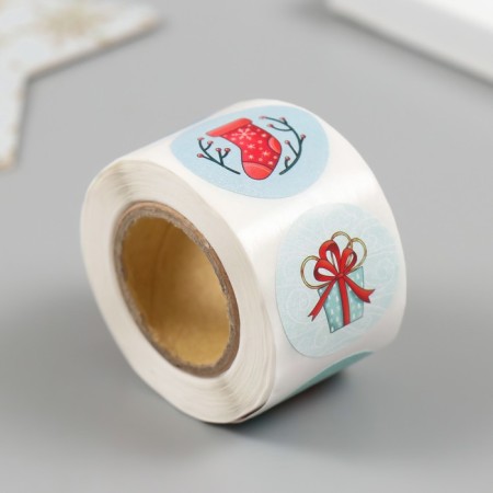 New Year Sticker Paper "Fox" d = 2.5 cm 252 pcs in the roll-1