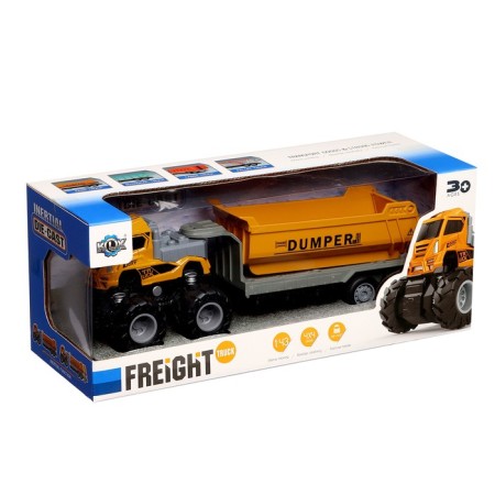 Metal “dump truck”, inertia, with plastic elements, yellow color elements-4