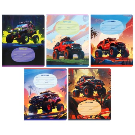 Notebook of 12 sheets in a large cage OFF-ROD, cover coated cardboard, selective varnish, mix