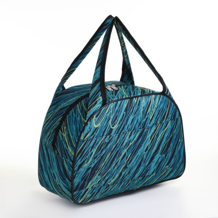 Road bag with a zipper, a suitcase holder, turquoise color