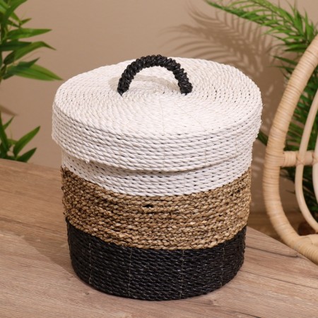 Wicker basket with a lid 27x27x35 cm-1