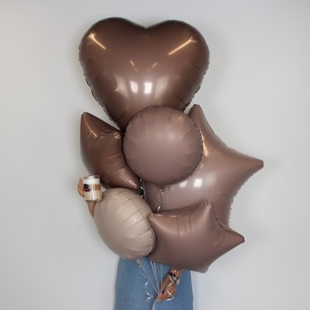 Foil ball 30 "Heart", mystic cocoa, individual packaging-2