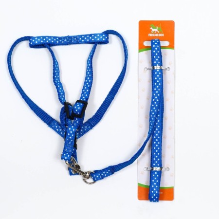The set of stitched "peas", leash 120 x 1 cm, OG 23-35 cm, blue-6