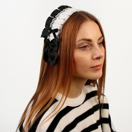 Carnival bandage "Lolita", black color with white lace-1