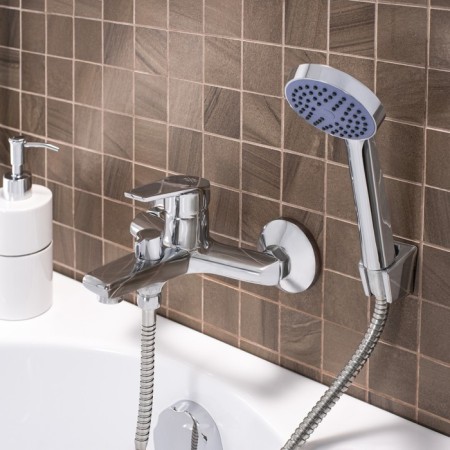 Bath mixer "RMS" SL132-009E, pour 95 mm, shower set, zinc, chromium-1