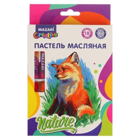 Mazari oil pastel, 18 colors, hexagonal housing, length 73 mm, D housing 10 mm, cardboard packaging-1
