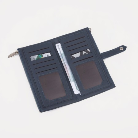 Women's wallet on the button, blue color-4