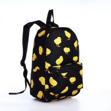 A backpack with a zipper, black color