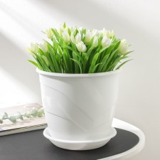 Pot for flowers with the Podon Venice, 3.1 l, d = 19 cm, white color