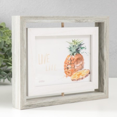 Photo frame MDF in 2 photos 10x15 cm "Two-sided" gray-blue 21.5x3x16.3 cm-1