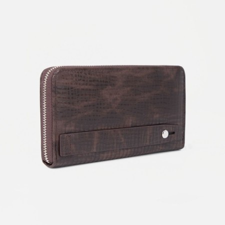 Male purse with lightning, department for bills, for cards, for coins, brown color-1