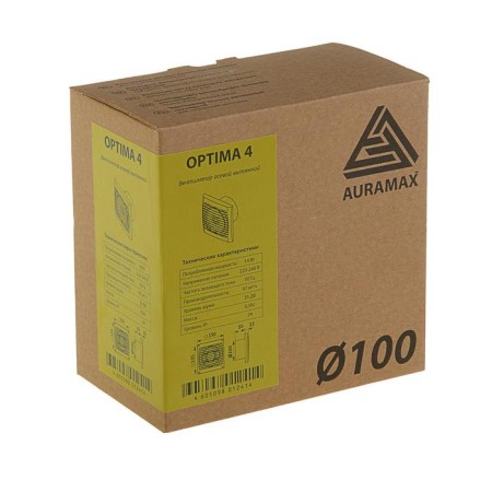 Exhaust Auramax Optima 4, 150x150 mm, D = 100 mm, 220–240 V-4