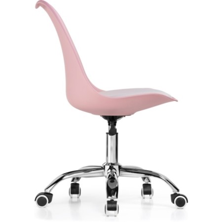 Computer chair Kolin Metal/Eco -leather/plastic, chrome/pink/white 49x56x78 cm-2