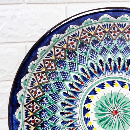 Largan Rishtan ceramics "Patterns", 33 cm, deep, blue-3