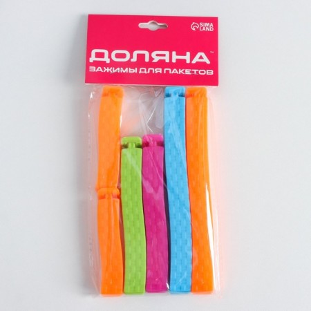 Clamps for packages of the share, 14/11/7 cm, 6 pcs, color mix-4