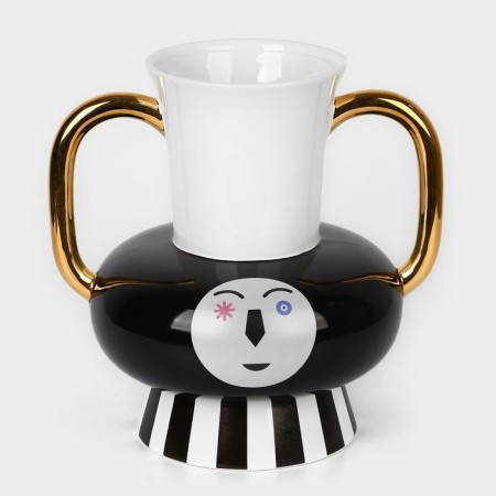 Vase for flowers decorative Face with handles 24 x 24 x 24 cm