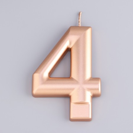 Candle for the Cake "European Giant", a number 4, 7 cm, pink gold-2