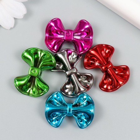 Busina for creativity plastic "Bow glossy metallic" mix 3.1x2.3x0.9 cm