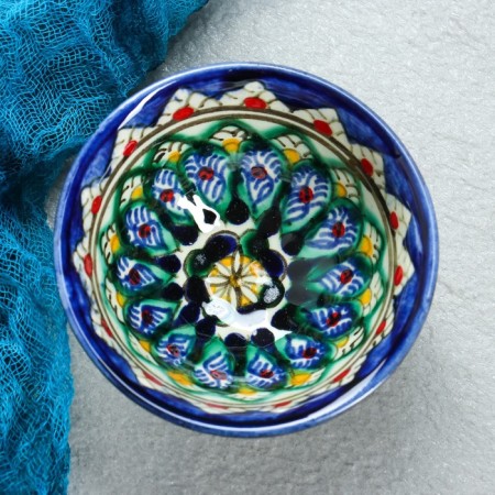 PIALA RISTAN CIRAMICA "Flowers", 8.5 cm, small cognac, mix-1