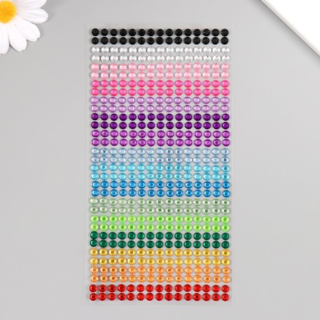 Stick plastic rhinestones "Rainbow 16 colors" d = 0.6 cm 32x10.5 cm-1