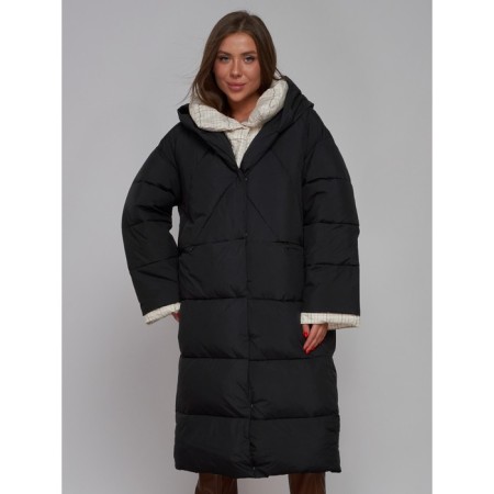 Coat insulated winter female, size 48, black color-12
