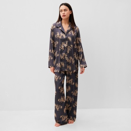 Female pajamas (shirt and trousers) KAFTAN "Dragon", size 48-50, graphite-2