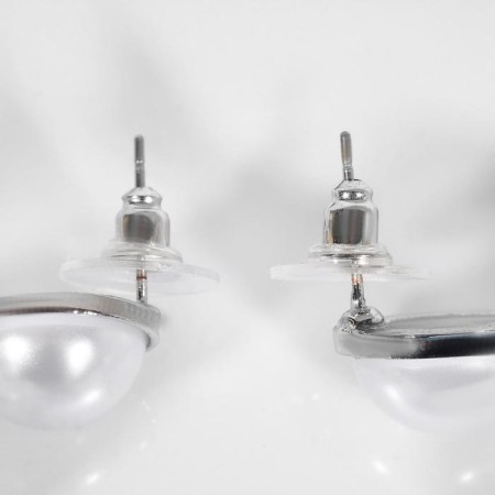 Earrings with pearls "ball", beads for lowering, white color in silver-1