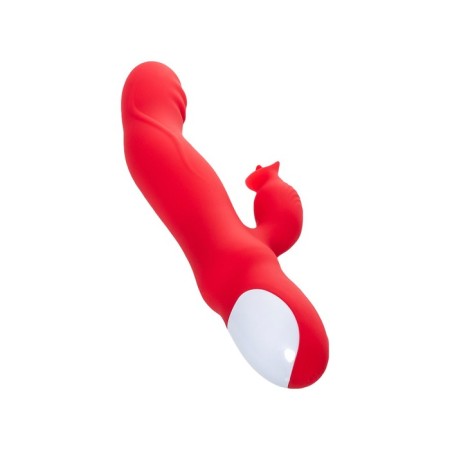 Jos Redli vibrator with a moving head, silicone, red color, 21 cm-10